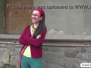 Groovy Lulu gets banged by the agent in the public and gets creampied