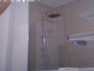 Preggo laska nabierający za prysznic na kamerka internetowa